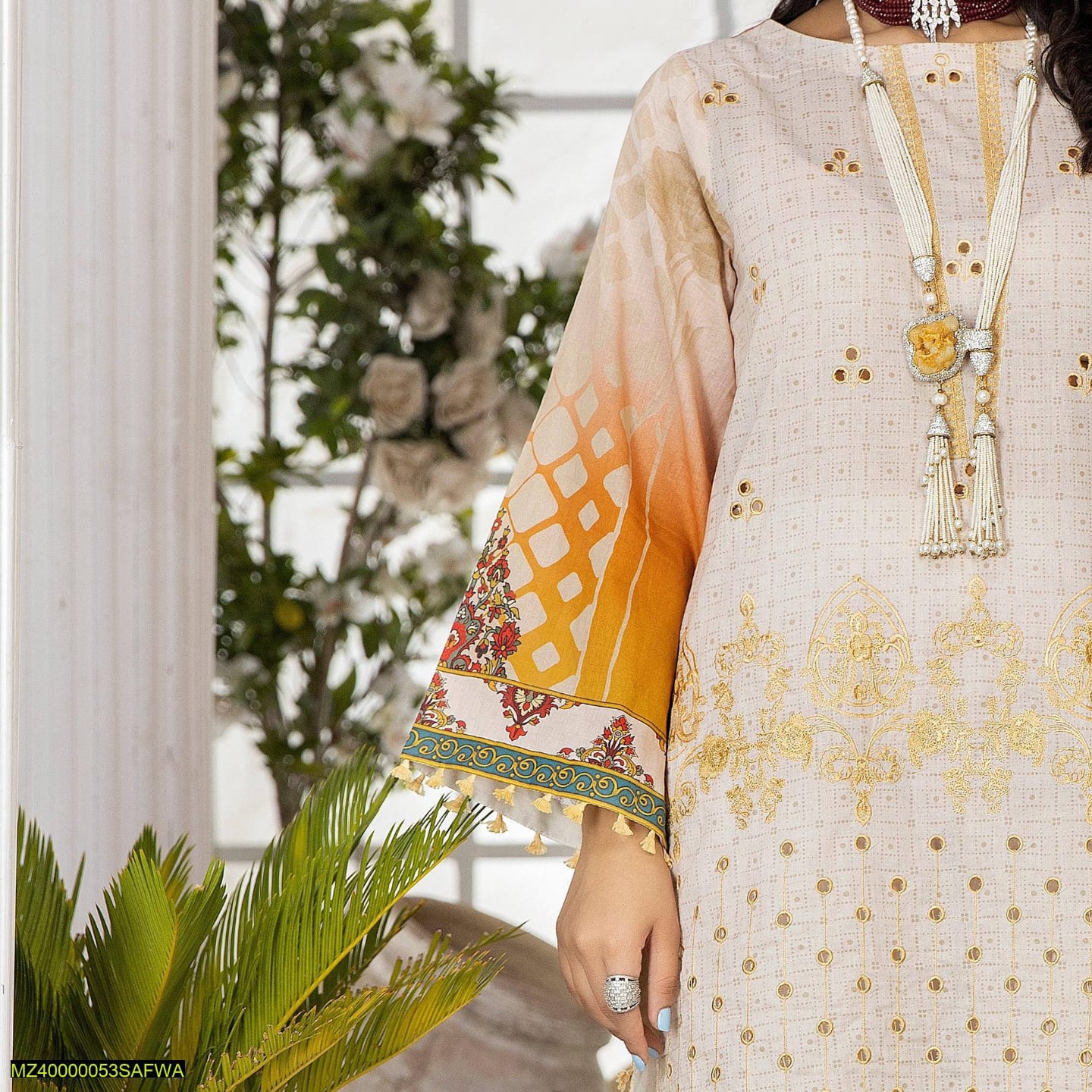 3 Pcs Safwa Women Lawn Embroidered Unstitched Suit SCE-04